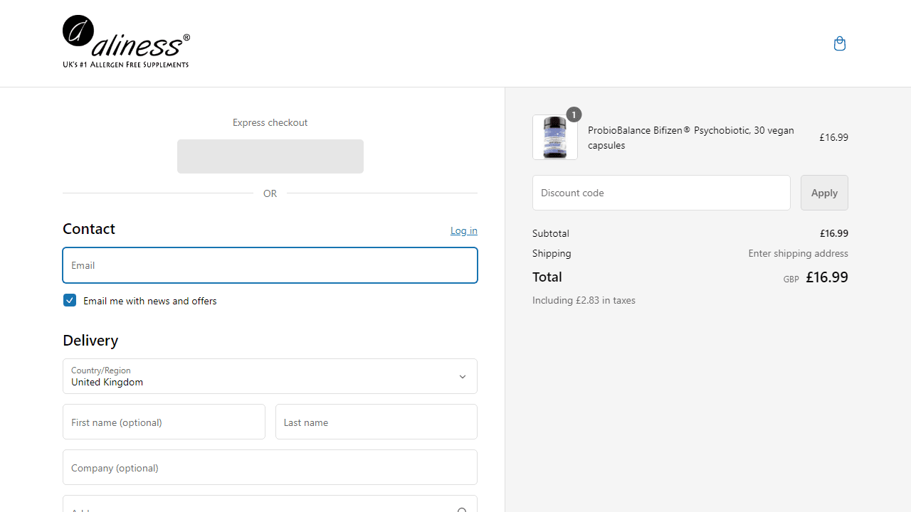 How to apply Aliness UK coupon code
